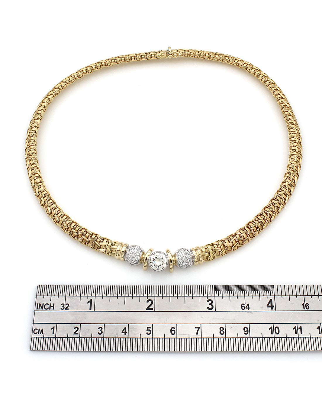 Diamond Solitaire Woven Collar Necklace