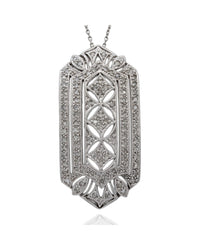 Diamond Hexagon Shape Pendant on Cable Chain Necklace