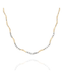 Diamond Station Wave Link Choker Necklace