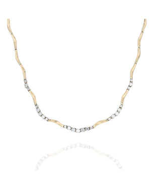 Diamond Station Wave Link Choker Necklace