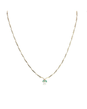 Diamond and Emerald Station on Custom Link Necklace
