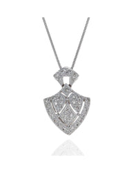 Micro Pave Diamond Shield Style Drop Necklace