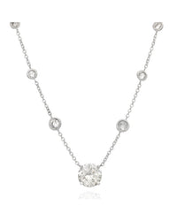 Round Brilliant Cut Diamond Slightly Graduating Solitaire Necklace in 14KW