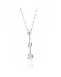 3 Stone Pear Shaped Diamond Drop Necklace