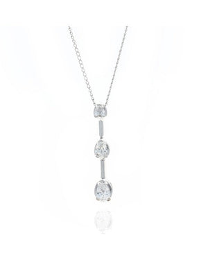 3 Stone Pear Shaped Diamond Drop Necklace