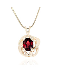 Garnet Drop on Box Chain Necklace