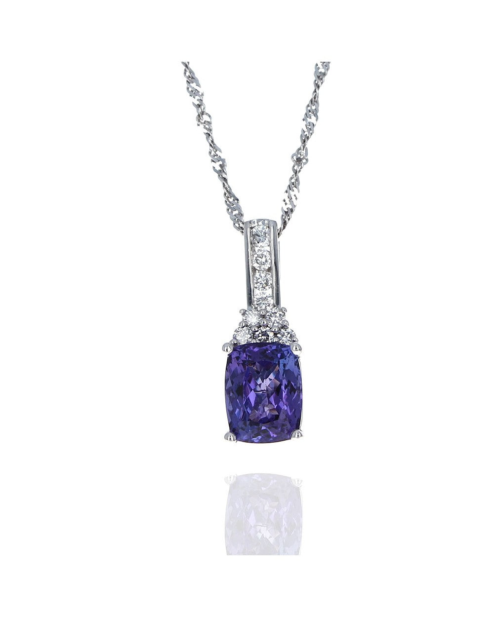 Tanzanite And Diamond Accent Drop Necklace
