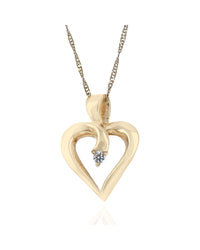 Diamond Solitaire Open Heart Necklace in Gold