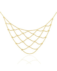 Bead Chain Bib Necklace in Gold