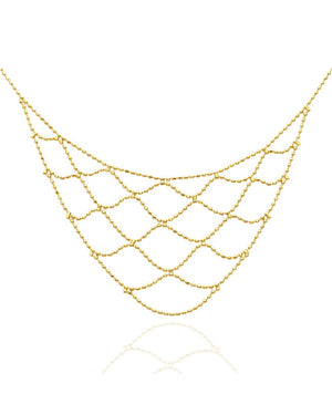 Bead Chain Bib Necklace in Gold