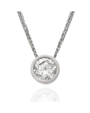 Round Brilliant Cut Diamond Solitaire Necklace 18KW