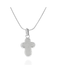 Puffed Cross Pendant on Snake Chain Necklace
