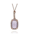 Rectangular Cushion Amethyst Diamond Halo Drop Necklace