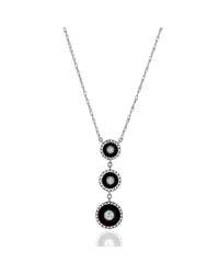 Diamond and Onyx Disk Drop Necklace
