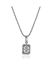 Diamond Octagon Shaped Drop on Mirror Chain Necklace