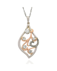 Diamond Scroll Drop on Lace Chain Necklace