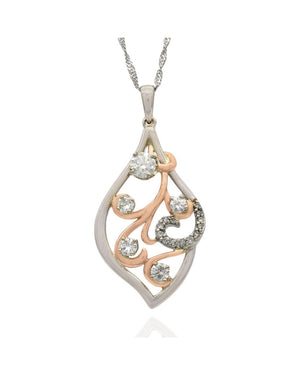 Diamond Scroll Drop on Lace Chain Necklace