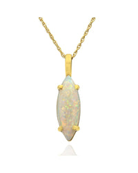 Marquise Shaped Opal Drop on Lace Chain Necklace