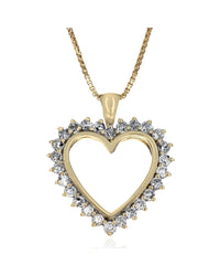 Diamond Open Heart Necklace in Yellow Gold