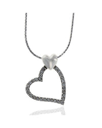 Diamond Open Heart Necklace in White Gold