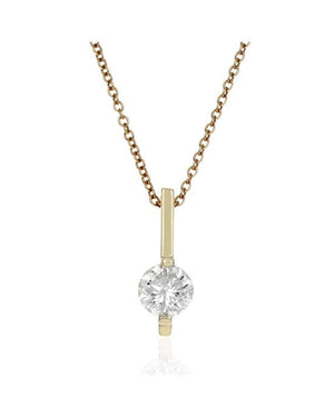 Diamond Solitaire Vertical Bar Necklace in Yellow Gold