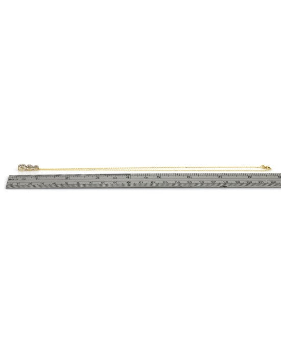 3 Station Diamond Halo Graduated Drop Necklace in White and Yellow Gold