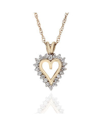Diamond Open Heart Necklace in Yellow Gold