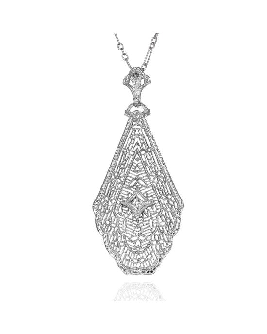 Diamond Open Cut Necklace in White Gold