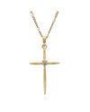 Diamond Solitaire Cross on Figaro Chain