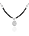Charriol Pave Diamond Station Steel Cable Necklace in White Gold