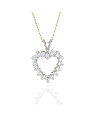 Reversible Emerald and Diamond Open Heart Necklace in White and Yellow Gold