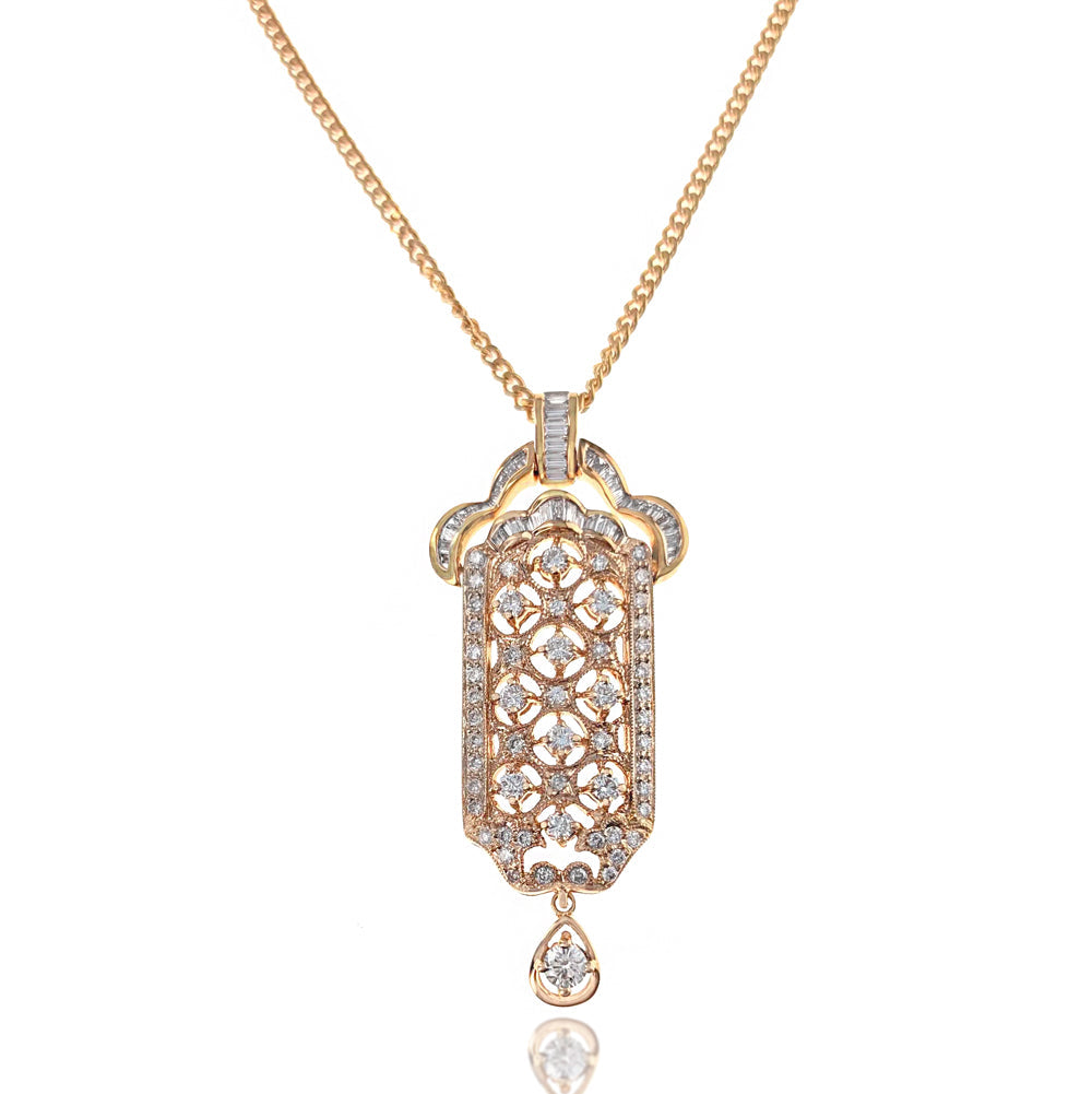 Elongated Diamond Drop on Curb Chain