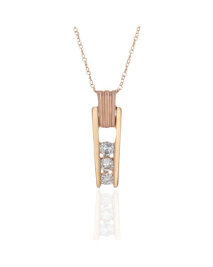 Diamond Fluted Bar Drop Necklace