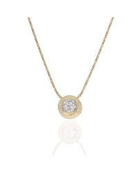 Diamond Solitaire Drop Necklace in Yellow Gold