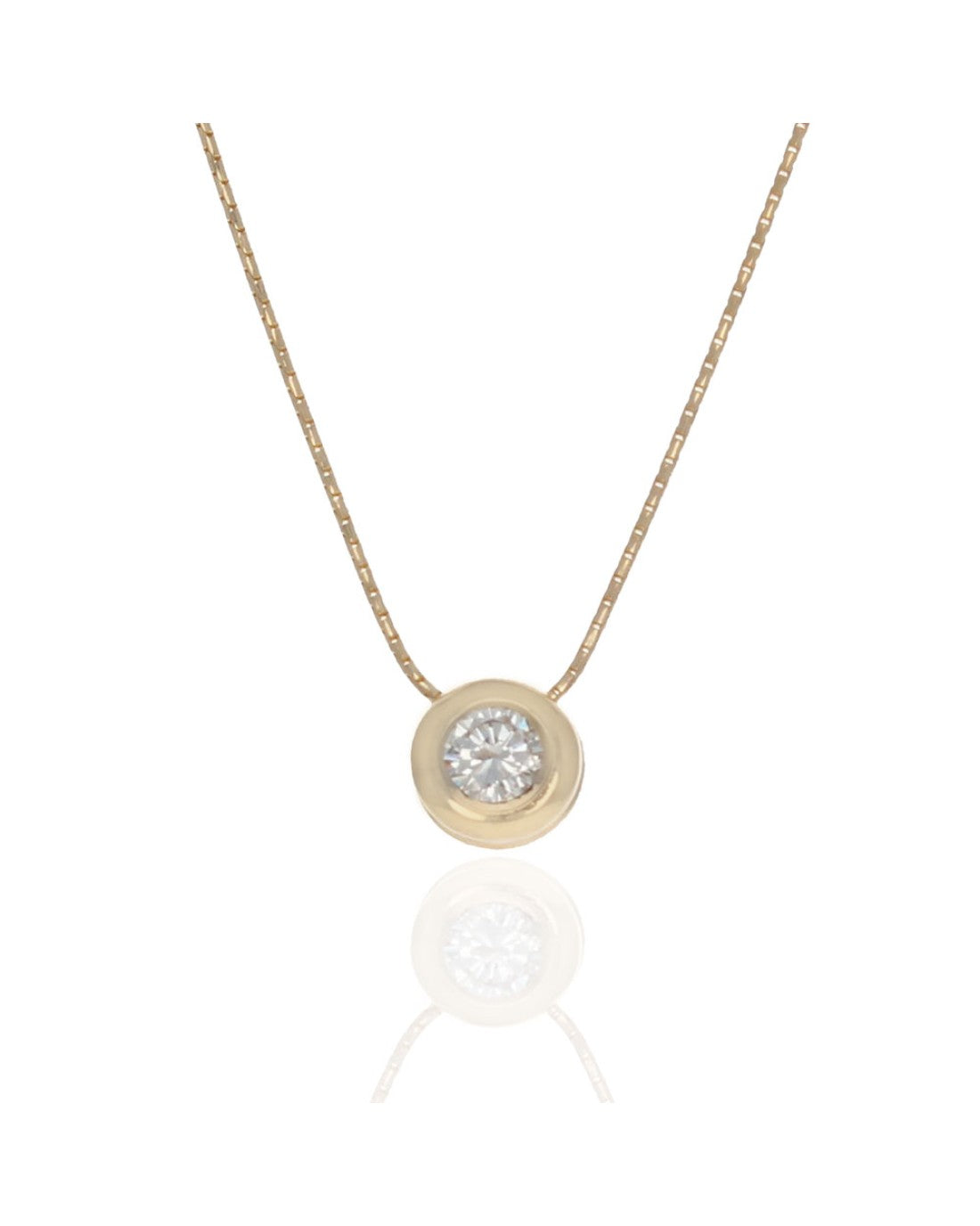 Diamond Solitaire Drop Necklace in Yellow Gold