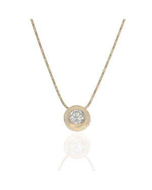 Diamond Solitaire Drop Necklace in Yellow Gold