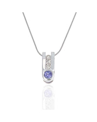 Tanzanite and Diamond Drop on Snake Chain Necklace