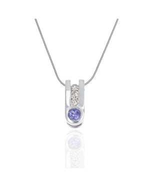 Tanzanite and Diamond Drop on Snake Chain Necklace