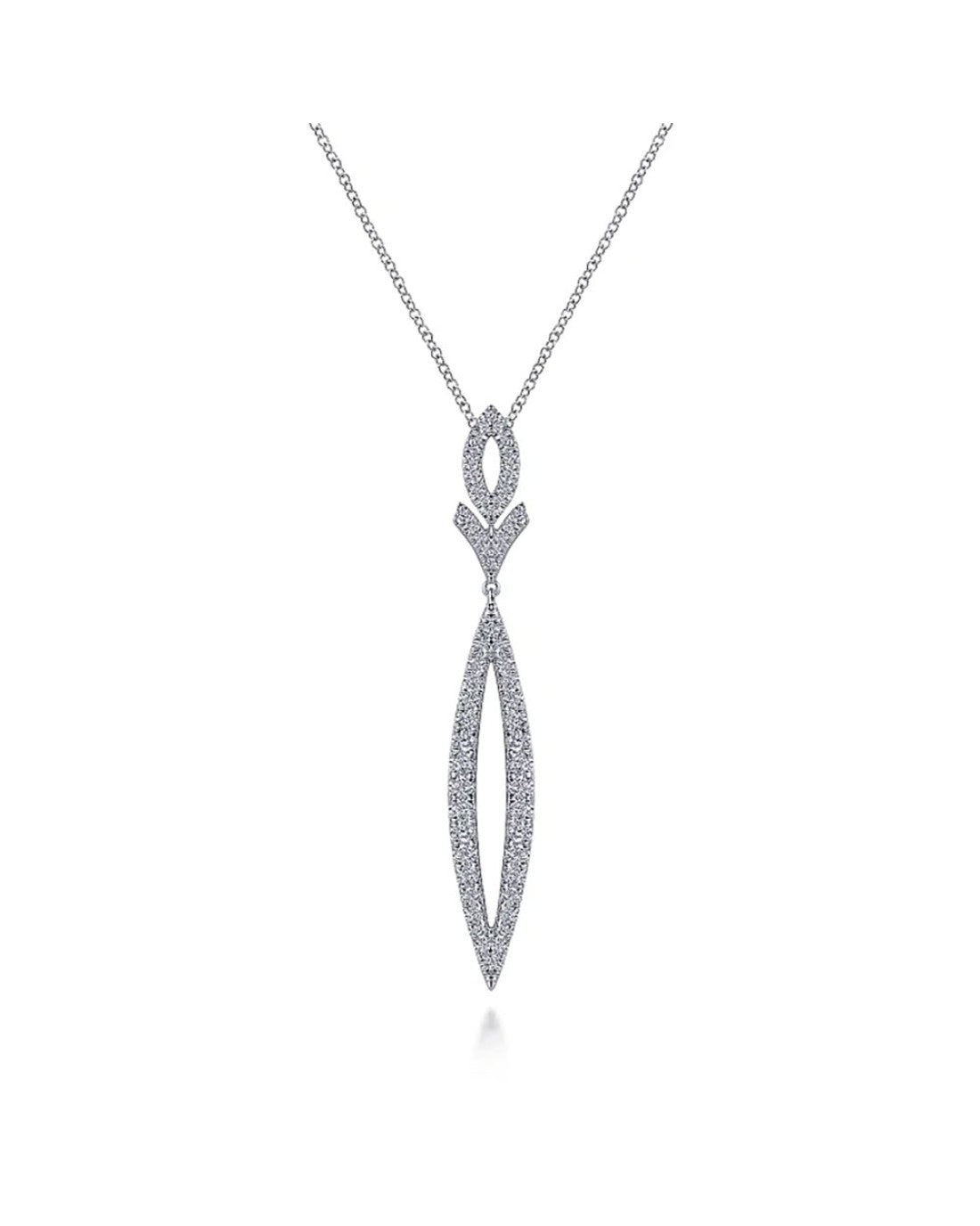 Gabriel & Co. Diamond Oval, Chevron and Marquise Drop Necklace