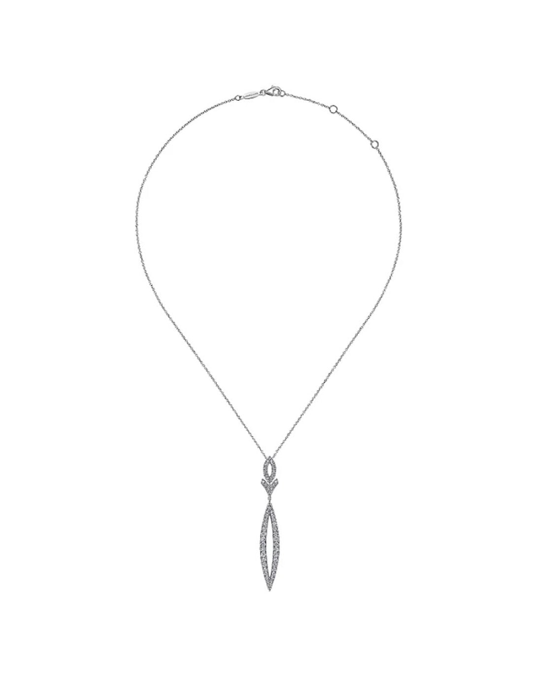 Gabriel & Co. Diamond Oval, Chevron and Marquise Drop Necklace