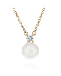 Tiffany & Co. Pearl and Diamond Drop Necklace in Yellow Gold