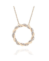 Diamond Intertwined Open Circle Drop Necklace in Yellow Gold