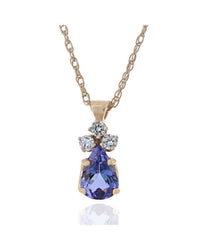 Tanzanite and Diamond Drop Necklace in Yellow Gold
