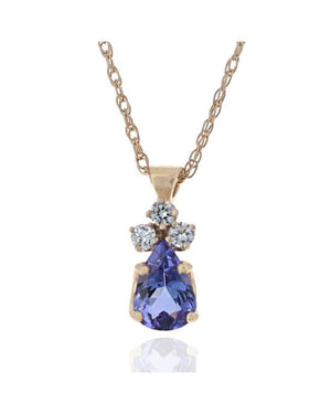 Tanzanite and Diamond Drop Necklace in Yellow Gold