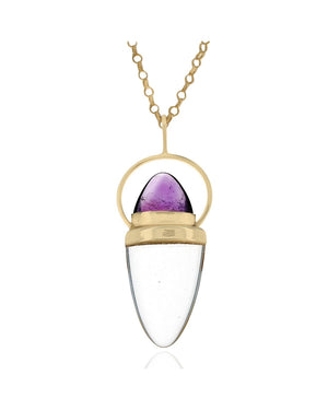 Amethyst and Rock Crystal Drop Necklace