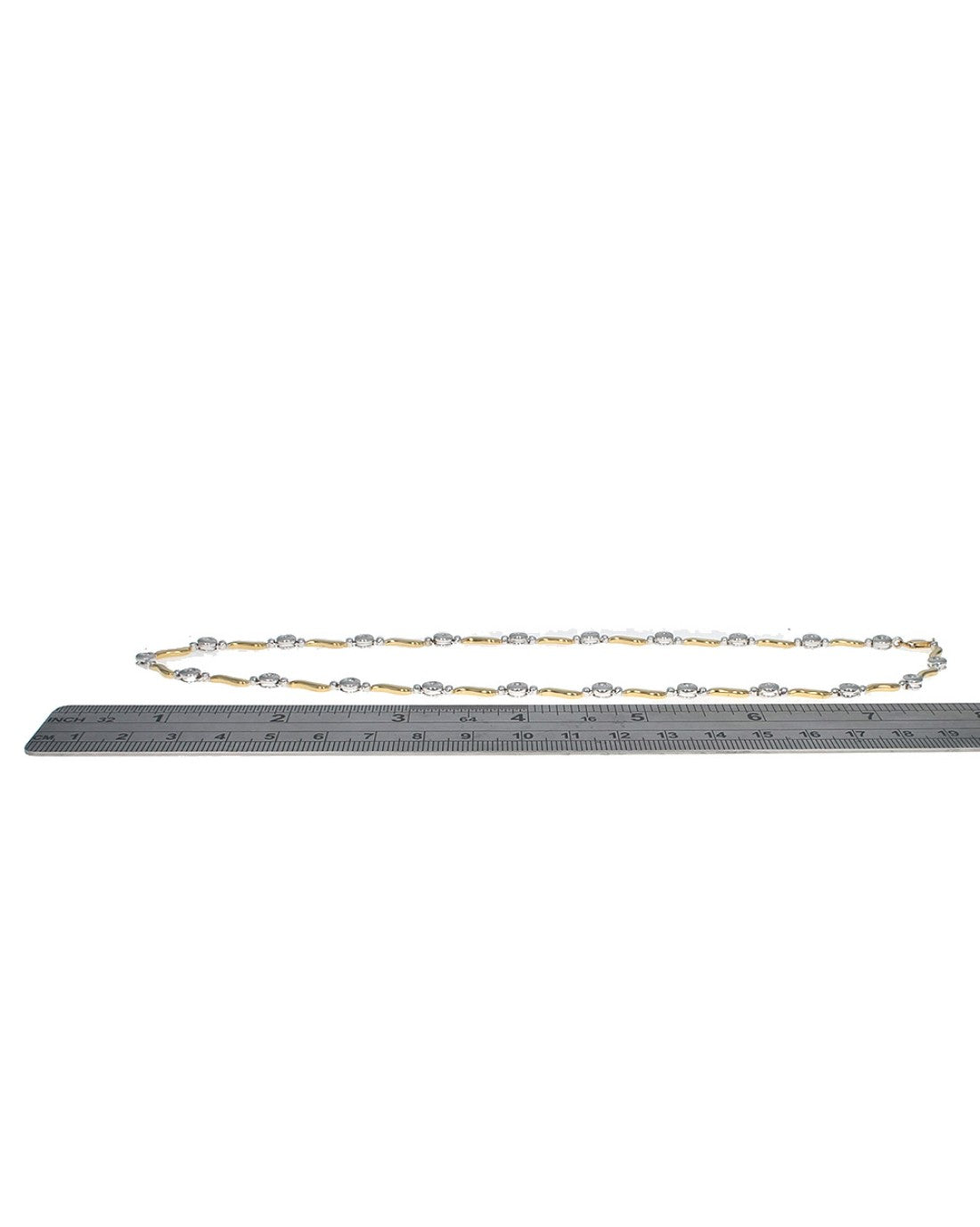 2 Tone Diamond Station Wave Link Necklace