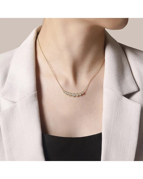 Gabriel & Co. Contemporary Collection Diamond Curved Bar Necklace