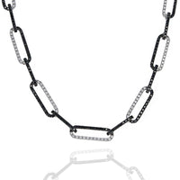 A. Link Black & White Diamond Paperclip Necklace