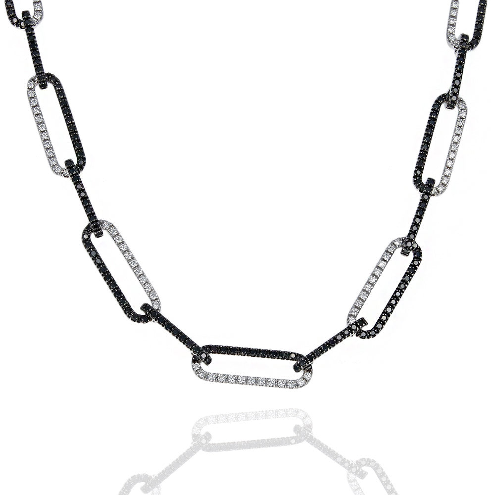 A. Link Black & White Diamond Paperclip Necklace
