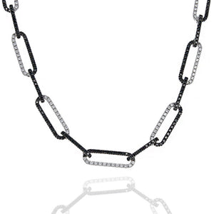 A. Link Black & White Diamond Paperclip Necklace